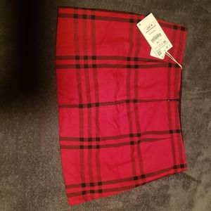 Zara red plaid skirt size M